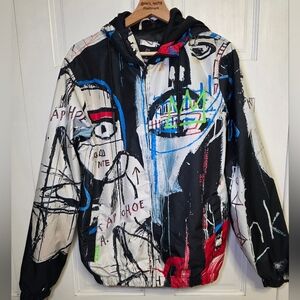 Jean-Michel Basquiat + Members Only Colorful Graphic Hooded Jacket- Size Sm